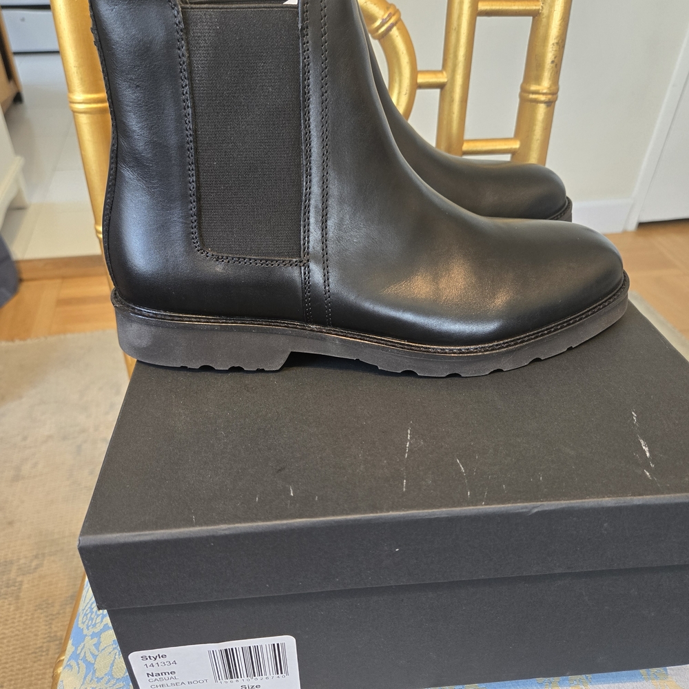 Bloomingdale's Black Leather Chelsea Boots - Picture 3 of 4